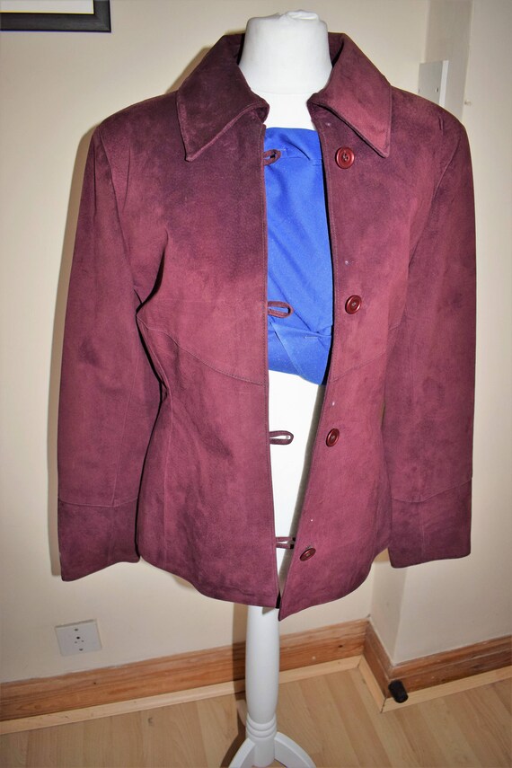 purple suede jacket womens