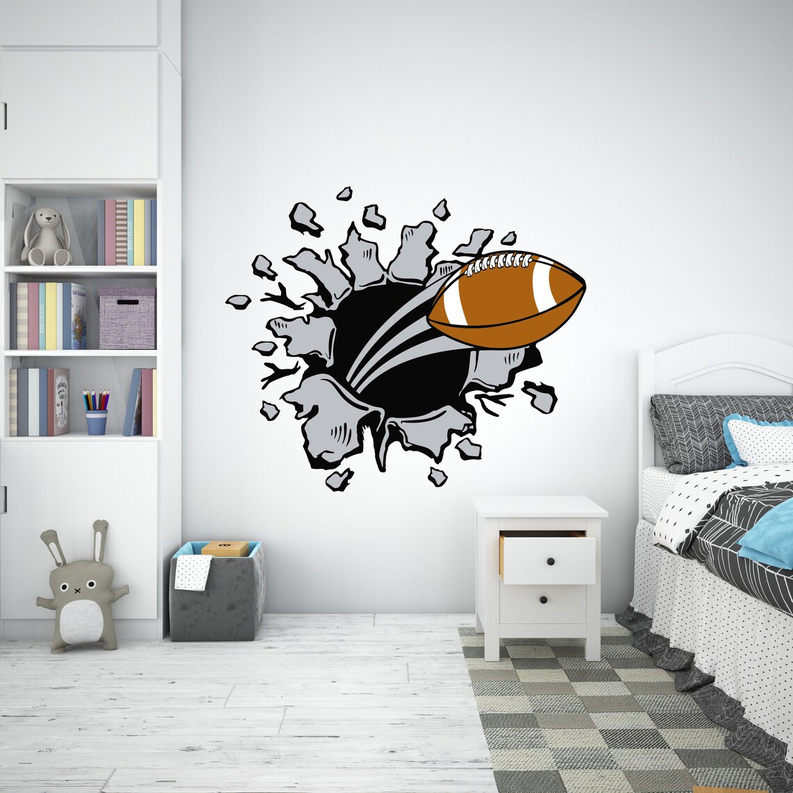Football Wall Decal Sports Wall Art Boys Room Decor Ball Wall Etsy