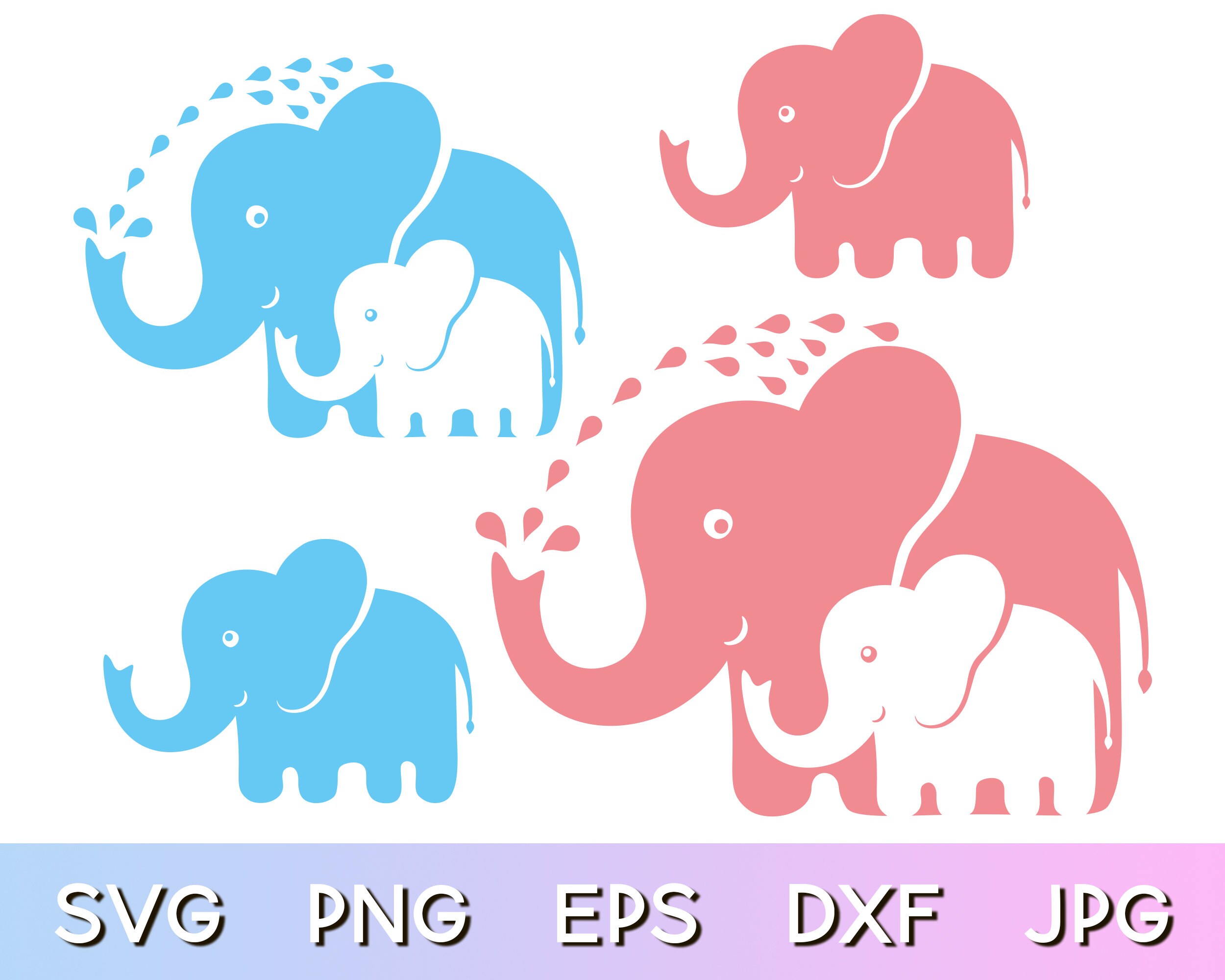 Elephant Svg Mom And Baby Elephant Png Pink Elephant ...