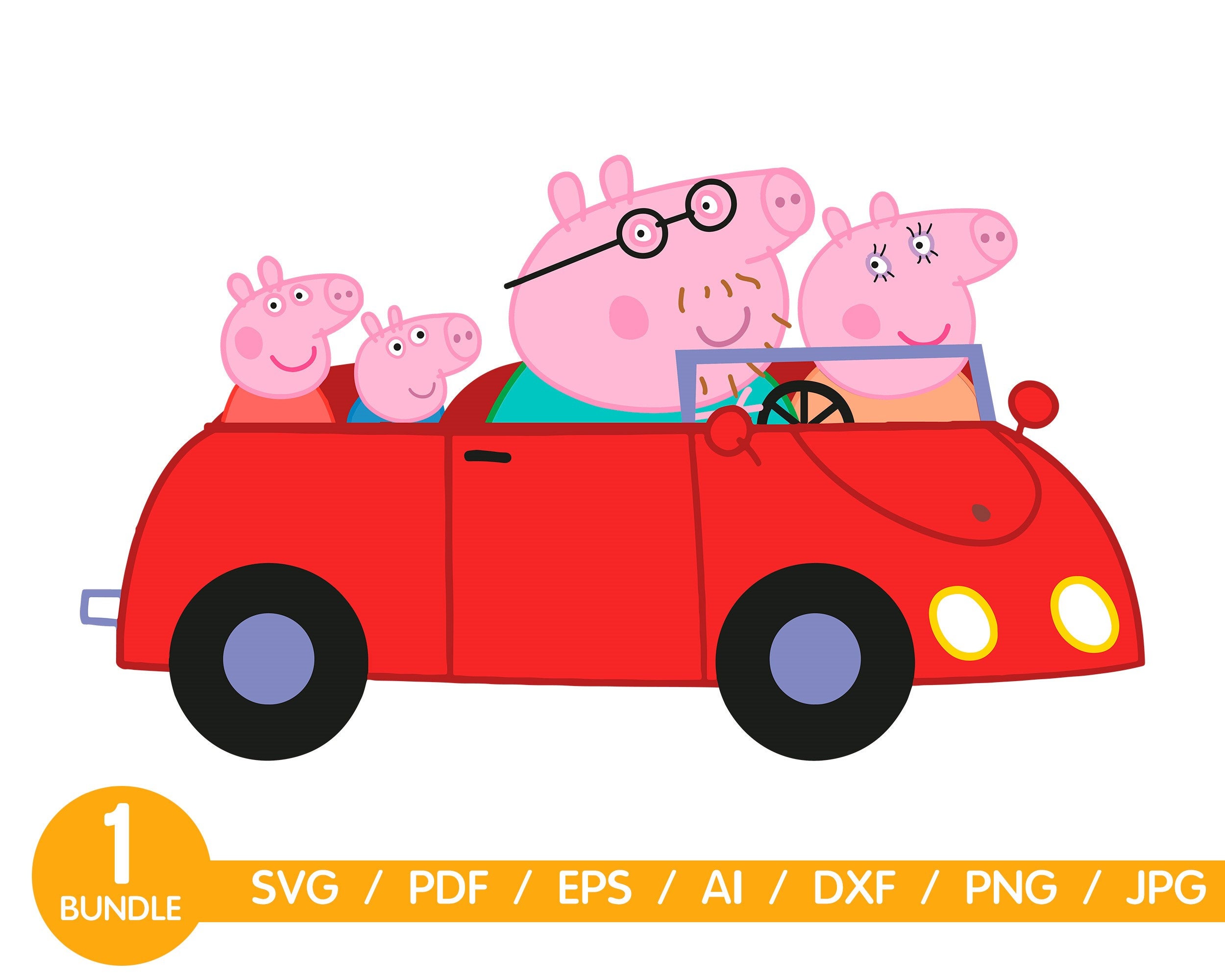 Download Family Car Peppa Pig Svg Peppa Pig Png Peppa Pig Clipart Peppa Etsy