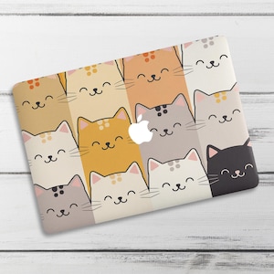 MacBook case with bright cat print, Stylish and practical laptop accessory, Gift idea.