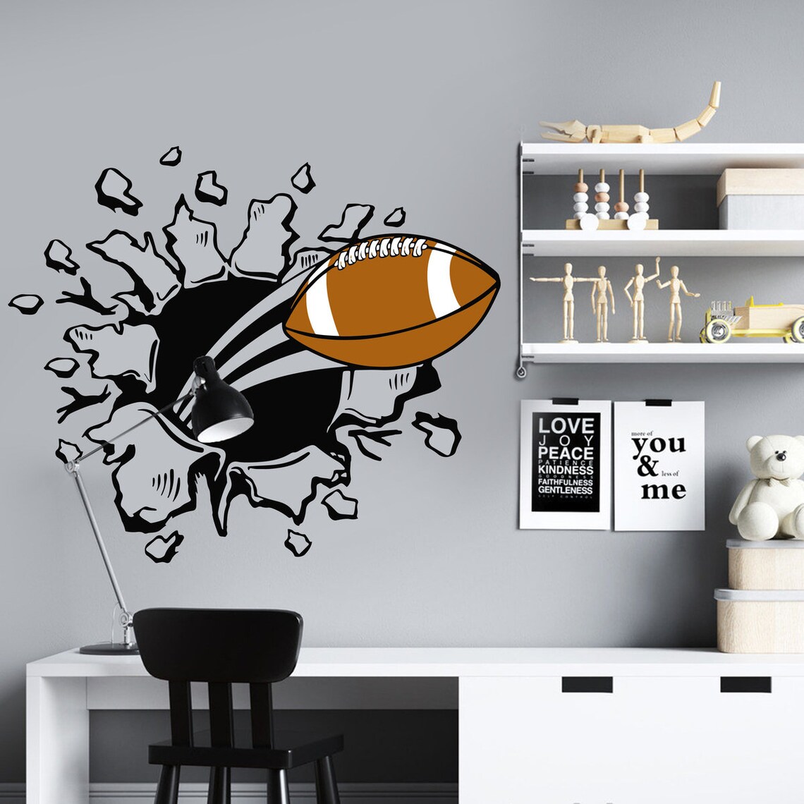 Football Wall Decal Sports Wall Art Boys Room Decor Ball Wall Etsy