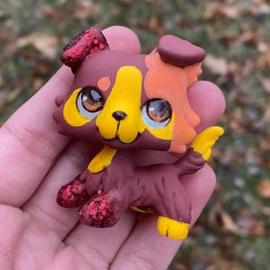 Littlest pet shop custom OOAK fluffy brown dog