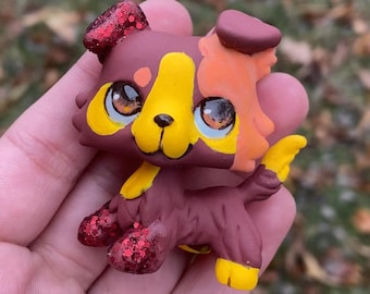 Perro marrón esponjoso OOAK personalizado de Littlest Pet Shop