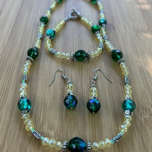 crystal and glass beads jewelry set
