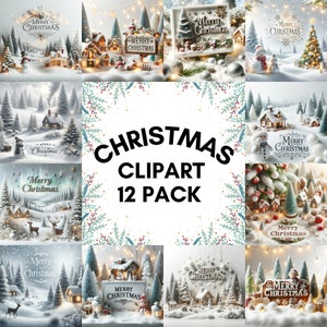 Christmas Clipart - 12 High Quality JPGs - Christmas Clip Art - Christmas Cliparts - Merry Christmas Clipart - Digital Download