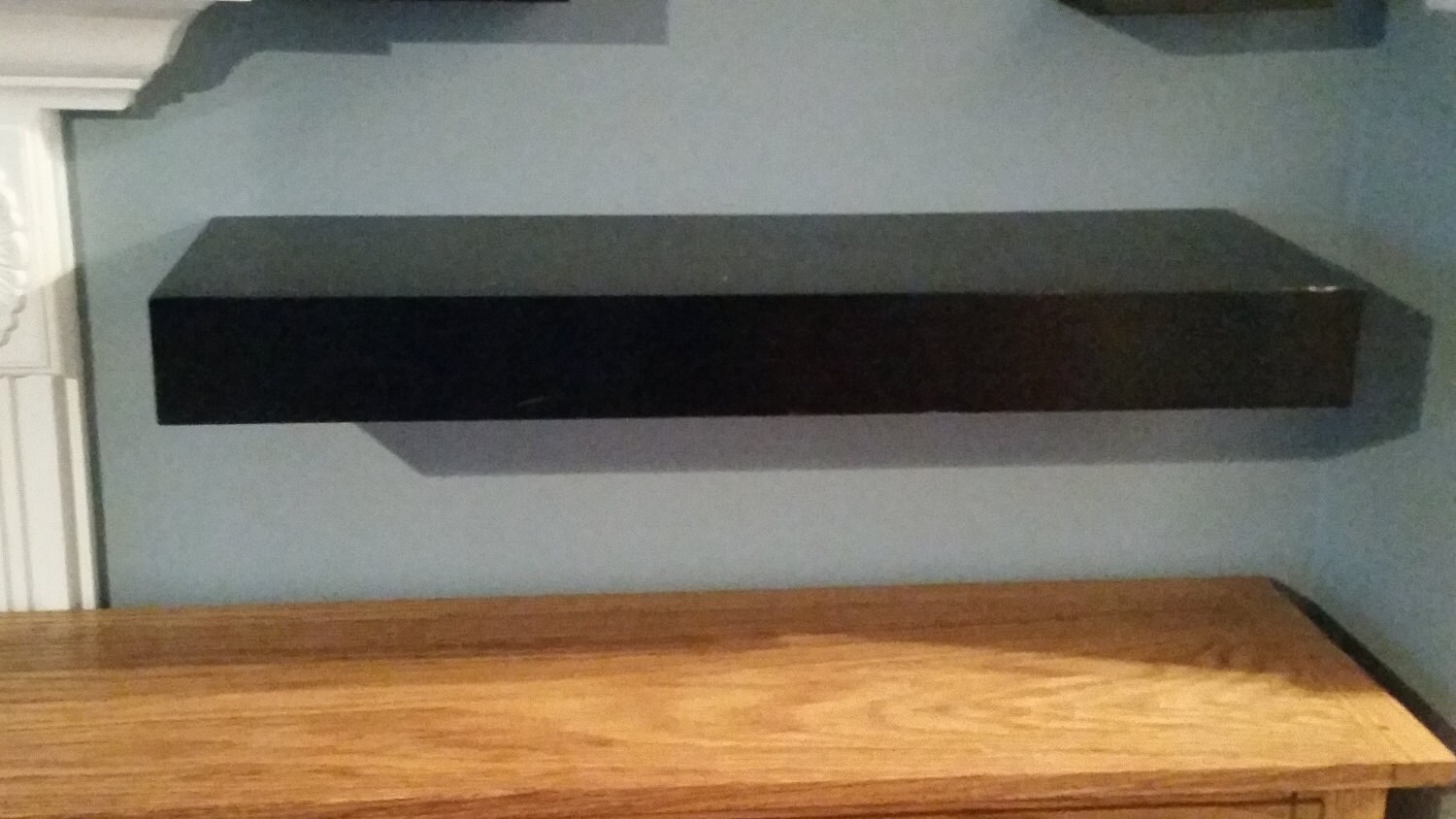 Floating Black Lacquer Shelf With Hidden Storage Etsy