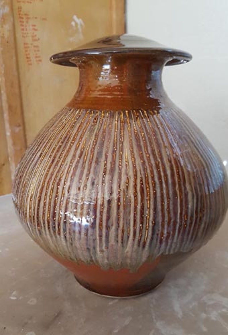 Large Fluted Covered Jar Etsy
