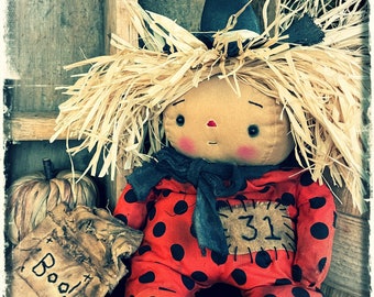 Muñeca de bruja de Halloween primitiva
