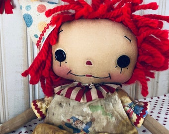 Primitive Raggedy Ann Circus Doll - Etsy