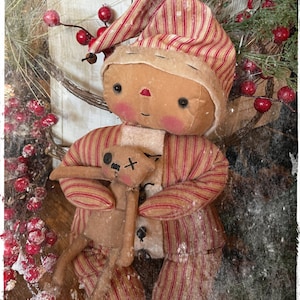 Primitive Snow Baby with Teddy Bear