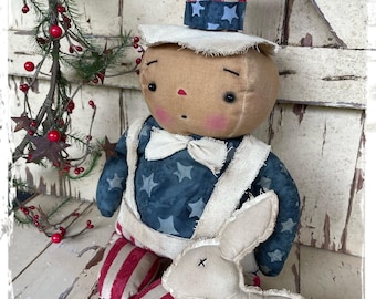 Primitiver Vateritischer Uncle Sam Puppe mit Kaninchen