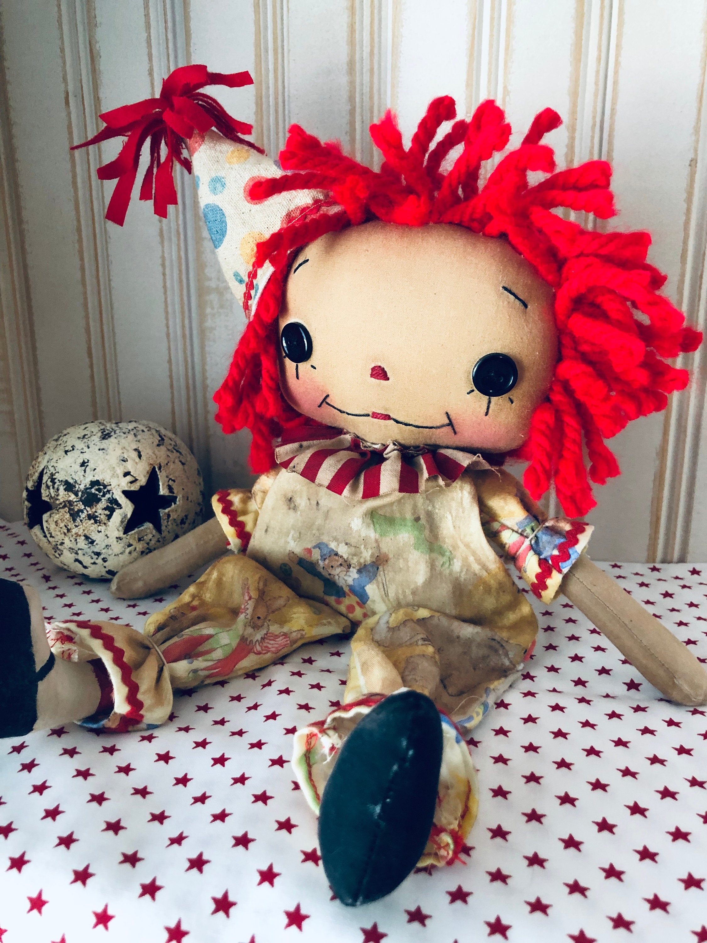 Primitive Raggedy Ann Circus Doll - Etsy