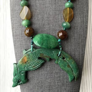 Handcarved Jade pendant Olive jade Green Jade statement necklace Handcarved Jade Handcarved Jade necklace Jadeite pendant image 1