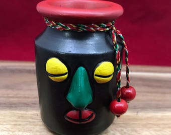 Clay pot; Natural clay pot; Hand painted clay pot; Clay pot holder; Face planter; Face painted planter; Face plant pot; Mini face planter