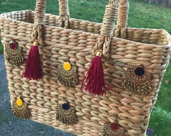 Cane bag; Woven cane bag; Cane basket; Vintage cane bag; Cane accessories bag; Cane purse; Beach bag; Easter; Easter basket; Easter bag