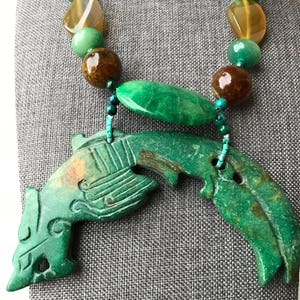 Handcarved Jade pendant Olive jade Green Jade statement necklace Handcarved Jade Handcarved Jade necklace Jadeite pendant image 5