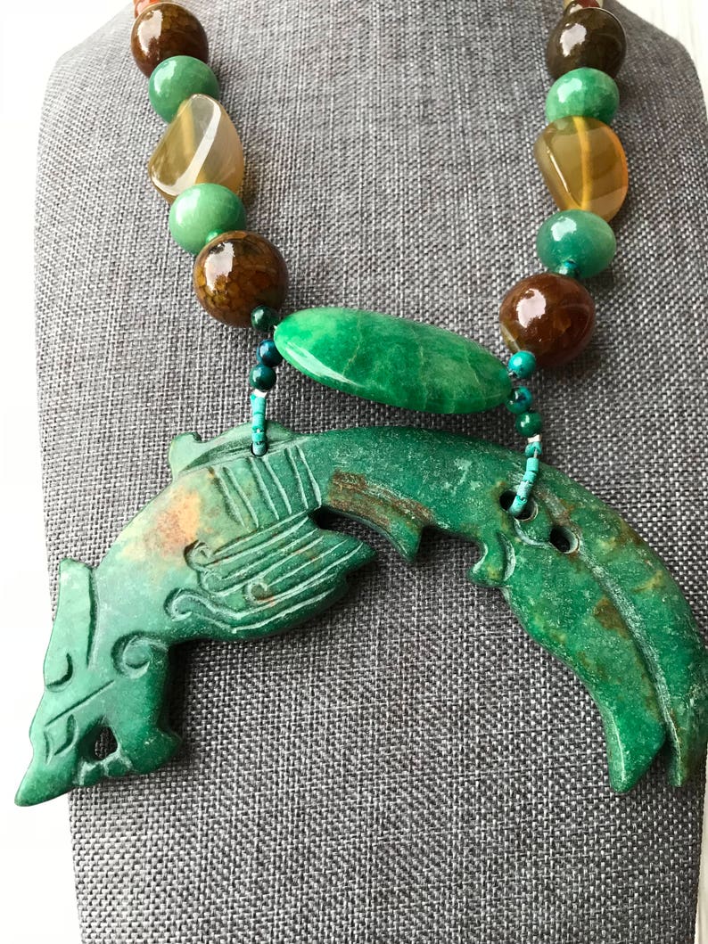 Handcarved Jade pendant Olive jade Green Jade statement necklace Handcarved Jade Handcarved Jade necklace Jadeite pendant image 5