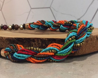 Beaded necklace; Colorful beaded necklace; Polished beaded necklace; Colorful seed beads necklace; Beaded jewelry