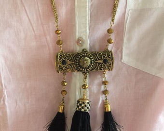 Boho jewelry; Boho necklace tassel; Boho necklace; Gypsyjewelry;Boho necklace pendant; Bar necklace;; Tassel necklace