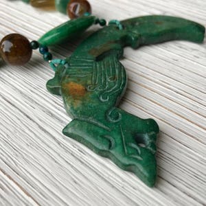 Handcarved Jade pendant Olive jade Green Jade statement necklace Handcarved Jade Handcarved Jade necklace Jadeite pendant image 3