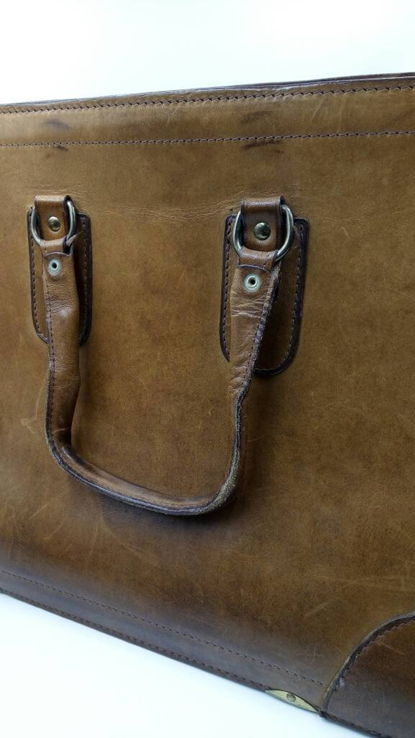 Malette en cuir brun Renwick Canadian belting suitcase made in Etsy