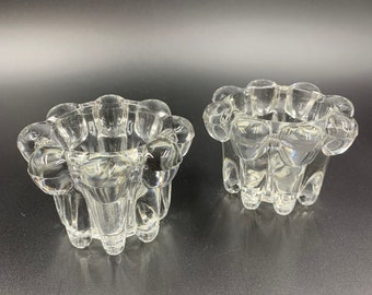 Set of 2 KIG Indonesia Clear Glass Candle Holders