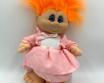 Ganz troll doll 1992 in pink dress orange hair