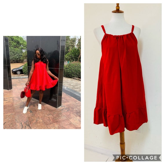 Red spaghetti clearance strap dress short