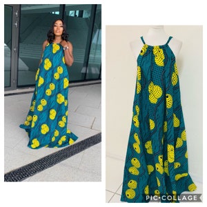 Magnificent Comfortable spaghetti strap African summer Kaftan Dress fits size L-2XL Dress. gift for her 10-16