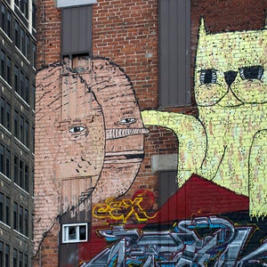 CARTE POSTALE : Chat de l'au-delà,  Street Art, Montréal Art, Mural, Carte postale Montréal , Collection lampes, Impression 4x6, Photo