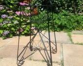 Vintage Garden Plant Stand Planter Basket Black Coated Iron Metal Indoor Outdoor Tall Plant Pot Scroll French Style Country Shabby Chic