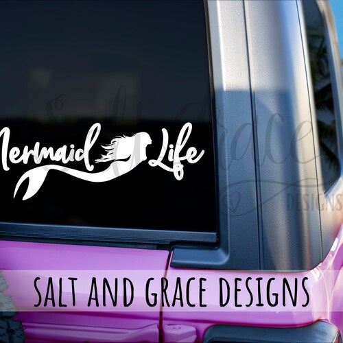 Mermaid Wave Decal Mermaid Tail Car Decal Beach Life Etsy