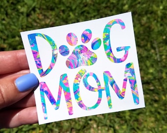 Dog Mom Pawprint Decal, Dog Mama Sticker, Dog Lover, Rescue Mom, Dog Decal, Fur Mom, Cup Decal, Laptop Decal