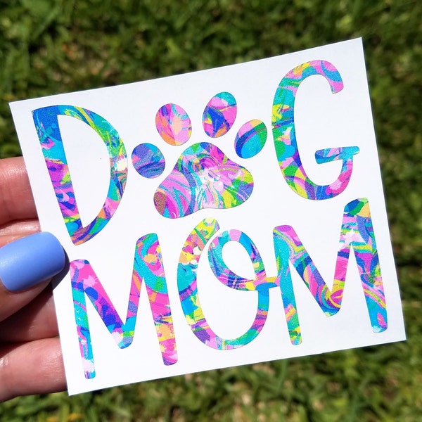 Dog Mom Pawprint Decal, Dog Mama Sticker, Dog Lover, Rescue Mom, Dog Decal, Fur Mom, Cup Decal, Laptop Decal