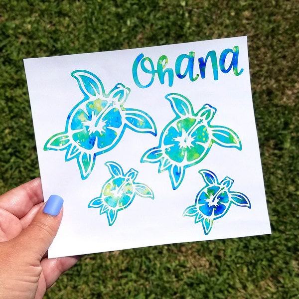 Sea Turtle Family Decal for Car, Ohana Sticker, Turtles, Ocean Child, Beach Life, Patterned Vinyl, Mom Life, Family Decals