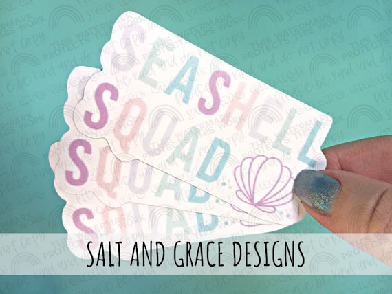 Seashell Squad Sticker, Shell Collector, Beachcombing Stickers, Shelling Trip, Beachcomber Gift