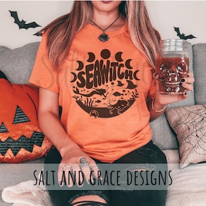 Sea Witch Shirt, Mermaid Halloween T-shirt, Mermaid Witch, Merwitch, SeaWitch, Salty Mermaids Tee, Under The Sea, Moon Phases, Octopus