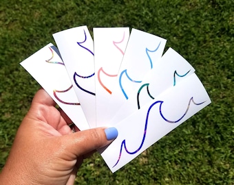 Holographic Ocean Wave Vinyl Decal, Beach Car Sticker