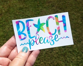 Beach Please Vinyl Decal for Tumbler, Beachy Car Decal, Beach Wave, Beach Bum, Beach Babe, Beach Vibes, Starfish Sticker