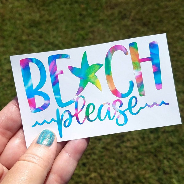 Beach Please Vinyl Decal for Tumbler, Beachy Car Decal, Beach Wave, Beach Bum, Beach Babe, Beach Vibes, Starfish Sticker