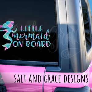Little Mermaid On Board Decal, Baby Shower Gift For Girl, Mermaid Decal, New Mom Gift, Expecting Mom Gift, Mermaid Baby Shower