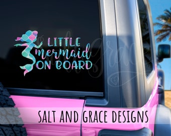 Little Mermaid On Board Decal, Baby Shower Gift For Girl