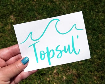 Topsul Vinyl Decal, Topsail Island, Surf City, Wave Decal for Car, NC Beaches