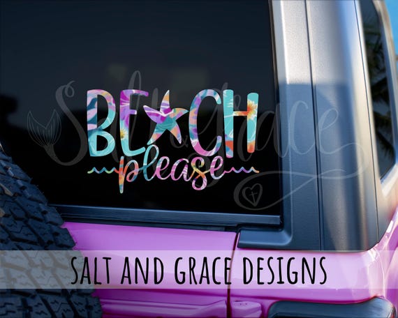 Beach Please Vinyl Decal for Tumbler, Beachy Car Decal, Beach Wave, Beach Bum, Beach Babe, Beach Vibes, Starfish Sticker