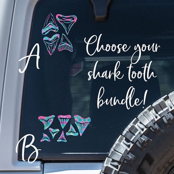 Sharks Teeth Decal for Car, Shark Tooth Vinyl Decals, Megalodon Sticker, Tiger Shark, Fossil, Shelling, Coastal Living, Great White, Scuba