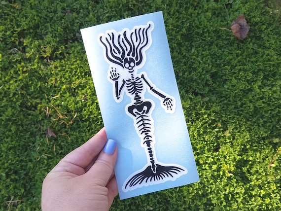 Mermaid Skeleton Decal, Sea Witch Sticker, Siren of the Sea Decal, Nautical, Mermaid Life, Beachy Car Sticker, Halloween Mermaid, Spooky