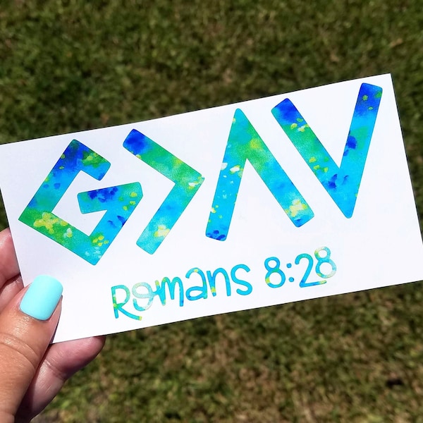 God Is Greater Decal, Romans 8 28, Bible Decal, Bible Journaling, Christian Gift, Bible Journal Decal, Laptop Decal, Car Decal, Bible Verse