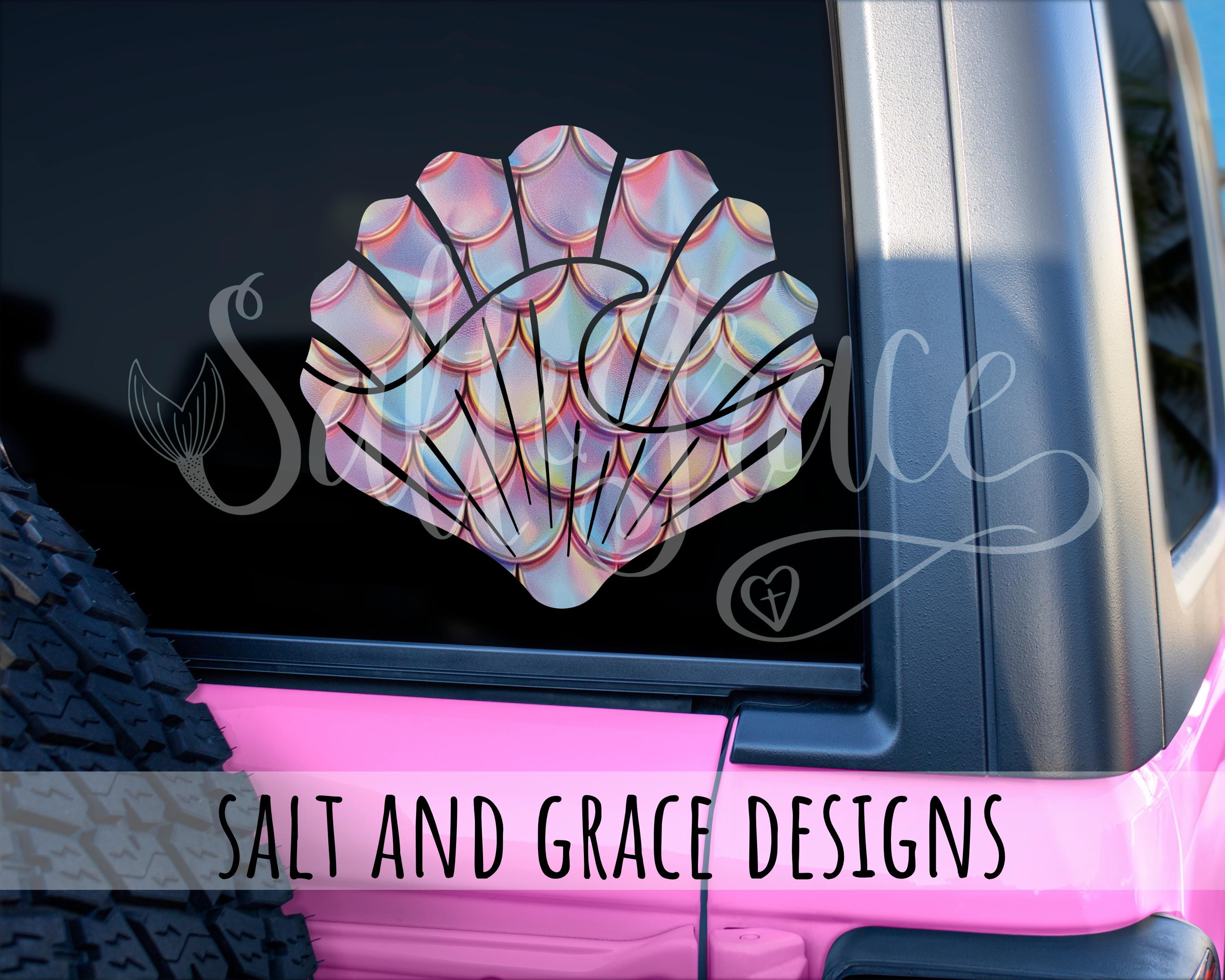 Seashell Vinyl Decal, Shell Yeah, Shell With Wave Sticker, Clam Shell ...