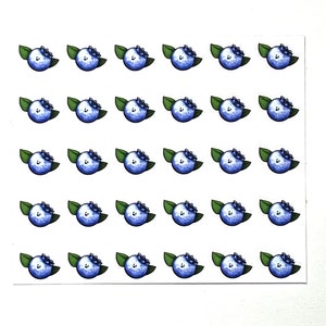 Cute Blueberry Planner Stickers - Set of 30 Mini Paper Stickers